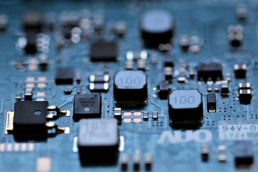 a close up of memory chips on a circuit board, similar to the DRAM stacked in HBM memory
